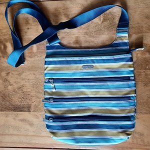 Baggallini Striped Three Zippered Pocket Crossbody Purse